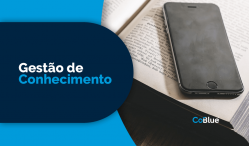 livro com celular em cima, conhecimento, coblue, gestão, okr