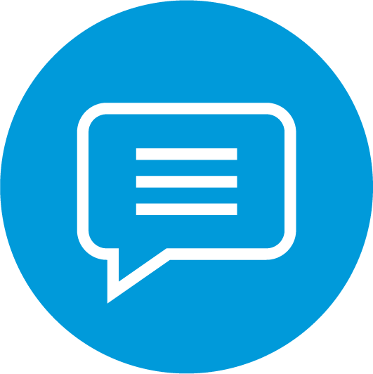 circulo azul com icone de batão de fala, post dicas para avaliação de desempenho