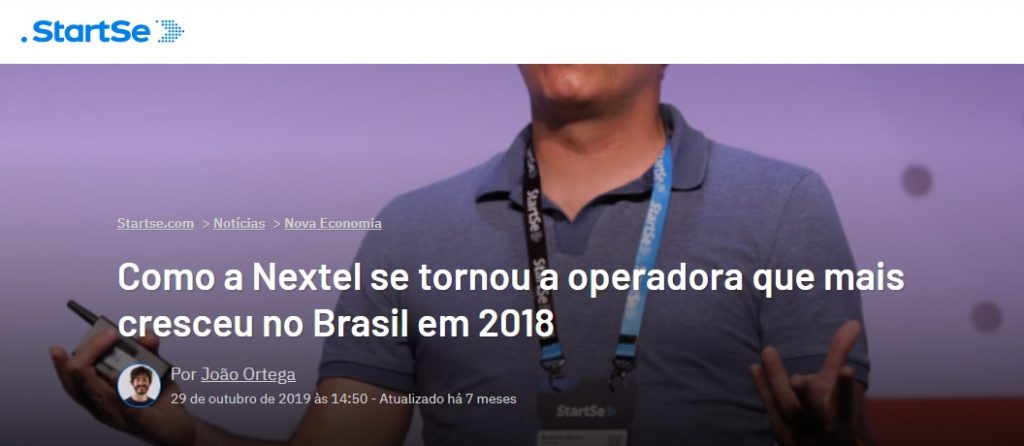 print de matéria na startse sobre crescimento da nextel em 2018, artigo coblue